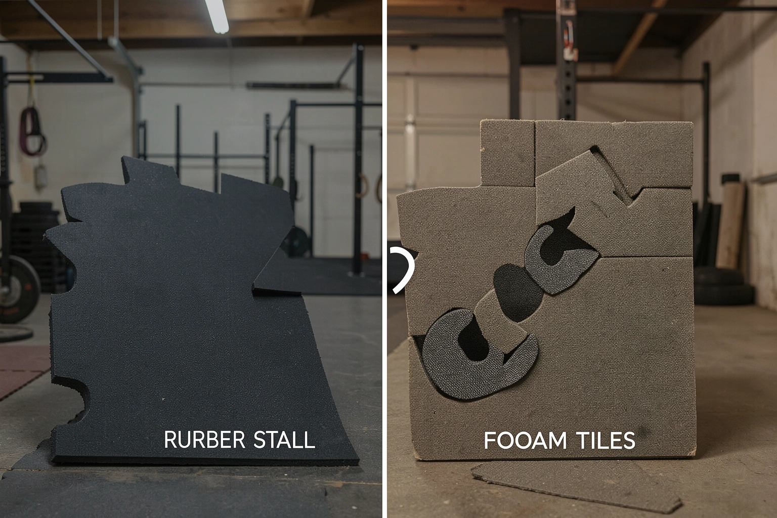 Comparison of rubber flooring horse stall mats and foam tiles