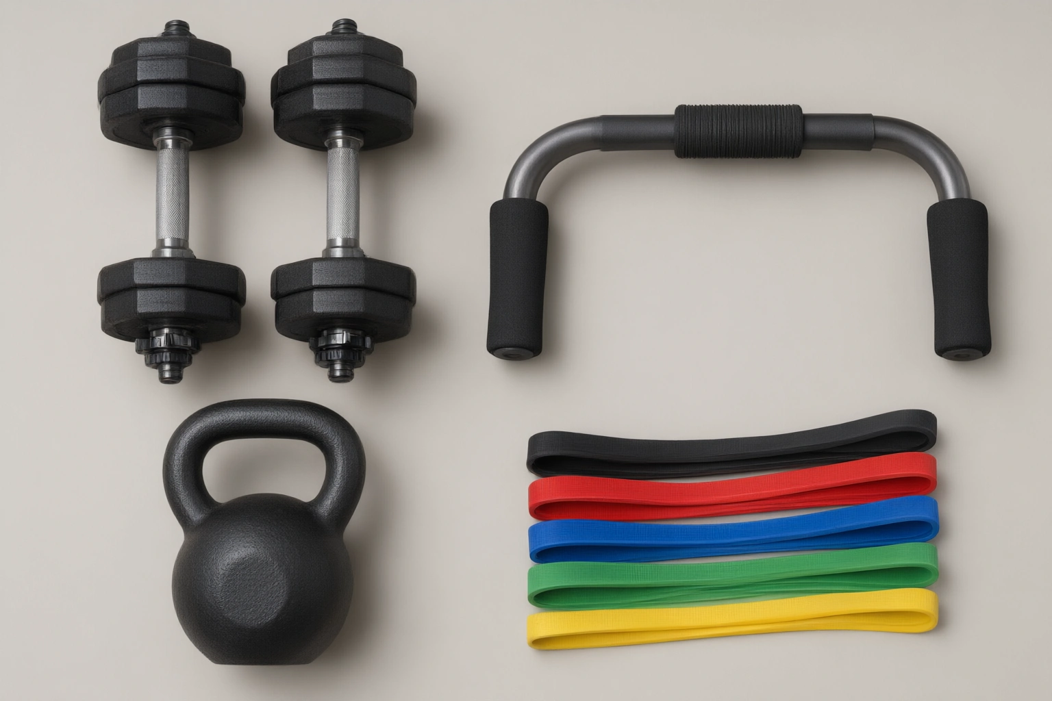 Comparison of resistance bands, dumbbells, pull-up bar, and kettlebell for home strength training